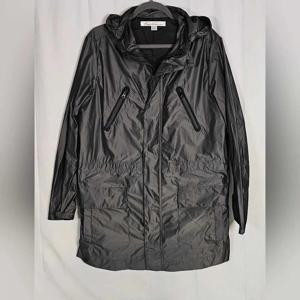 Kenneth Cole hooded lightweight parka jacket in dark silver. Men's Sm. EUC - Picture 12 of 13